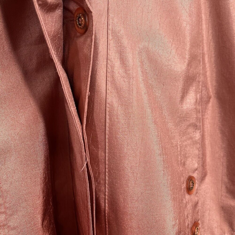 Laura Winston Rose Gold 3/4 Sleeve Single Breasted Trench Coat Classy 9/10 VTG - Picture 11 of 16